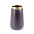 Štýlová antická hliníková váza v tmavej antracitovej farbe s fialovým leskom a so zlatým detailom v art deco nádychu