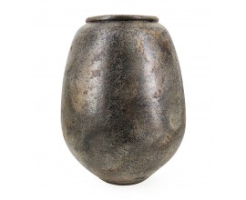 Dizajnová vintage váza Masiela z terakoty s metalickou povrchovou úpravou v zlatej farbe s tmavou patinou 48 cm
