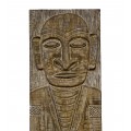 Dekoratívny etno vyrezávaný panel Isu s figurálnym motívom z teakového dreva v prírodnej hnedej farbe 165 cm