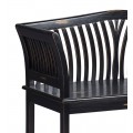 Luxusná čierna vintage dvojmiestna lavica Forja s opierkou s drevenými mriežkami z masívneho dreva midni