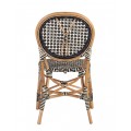 Dizajnová ratanová záhradná stolička Bistro s hnedým rámom a štýlovým čierno-bielym výpletom 92 cm