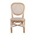 Dizajnová ratanová záhradná stolička Bistro s prírodným hnedým rámom a bielym výpletom 94 cm
