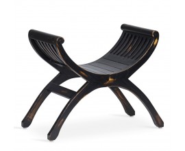 Vintage masívna čierna lavica YuYu Forja so dizajnovou prehnutou sedacou časťou a nožičkami 62 cm