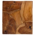 Moderný masívny podstavec Cubus z teakového dreva s výraznou kresbou letokruhov v prírodných odtieňoch hnedej 50 cm