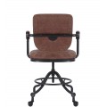 Industriálna kožená otočná výškovo nastaviteľná kancelárska stolička Lawrence s hnedým poťahom z ekokože na kolieskach 58 cm