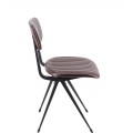 Moderná kožená jedálenská stolička Hethford s čiernou kovovou konštrukciou a hnedým poťahom z ekokože 80 cm