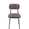 Moderná kožená jedálenská stolička Hethford s čiernou kovovou konštrukciou a hnedým poťahom z ekokože 80 cm
