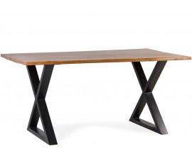 Moderný industriálny obdĺžnikový jedálenský stôl Axel s vrchnou doskou z akáciového dreva v medovej hnedej farbe 160 cm