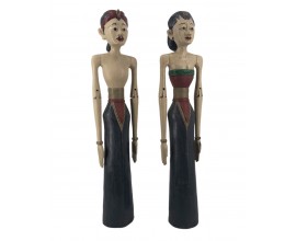 Dizajnová etno dekorácia Loro Blonyo s dvomi figúrami muža a ženy s polohovateľnými ramenami 100 cm