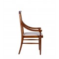 Luxusná koloniálna hnedá jedálenská stolička Star s krémovým čalúneným sedadlom a opierkami na ruky 100 cm