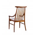 Luxusná koloniálna hnedá jedálenská stolička Star s krémovým čalúneným sedadlom a opierkami na ruky 100 cm