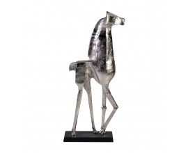 Luxusná moderná socha koňa Zilarra z kovovej zliatiny v striebornej farbe s kubistickými prvkami 115 cm