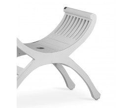 Dizajnová masívna biela jednomiestna lavica Forja so zohnutým sedadlom 62 cm 