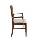 Dizajnová koloniálna hnedá jedálenská stolička Star z masívneho dreva s béžovým čalúnením 95 cm