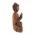 Dizajová etno dekorácia sošky Budhu v orientálnom nádychu v hnedej farbe z masívneho suarového dreva