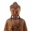 Štýlová etno dekorácia Budha z masívneho dreva v hnedej farbe s orientálnym nádychom 50 cm 