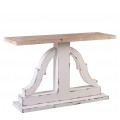 Luxusný rustikálny obdĺžnikový jedálenský stôl Semi z masívneho dreva v hnedej farbe dosky a bielej farbe nožičiek s provensalským nádychom