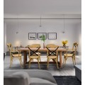 Diazjnový obdĺžnikový masívny jedálensky stôl Larris teakového dreva v rustikálnom štýle