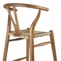 Štýlová ratanová barová stolička Silla z masívneho dreva s oblúkovým operadlom v hedej farbe 97 cm