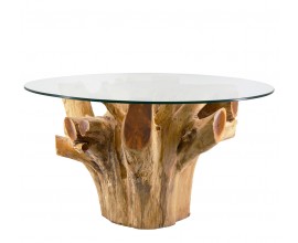 Štýlový konferenčný stolík Remm z masívneho koreňa v svetlej hnedej farbe 80 cm