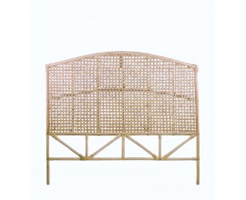 Dizajnové ratanové čelo postele Arch v svetlej hnedej farbe s hustým výpletom