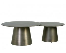 Dizajnový art deco set konferenčných stolíkov Mariel v sivej kovovej farbe 80 cm 