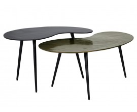 Dizajnový art deco set konferenčných stolíkov Irreg v organickom tvare v čiernej a zelenej matnej farbe 60 cm 
