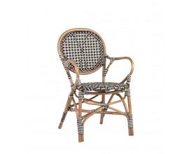 Štýlová ratanová jedálenská stolička Bistro v bieločiernej farbe 92 cm 