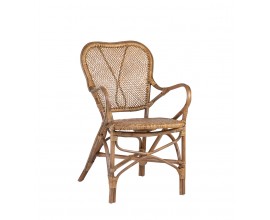 Dizajnová ratanová jedálenská stolička Bistro v hnedej farbe 90 cm