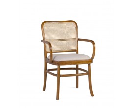 Štýlová jedálenská stolička Teka s ratanovým viedenských výpletom z masívneho dreva v hnedej farbe 87 cm