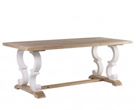 Luxusný rustikálny jedálenský stôl Semi z masívneho dreva v hnedej a bielej farbe s provensalským nádychom 195 cm
