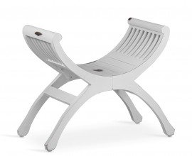 Dizajnová masívna biela jednomiestna lavica Forja so zohnutým sedadlom 62 cm 