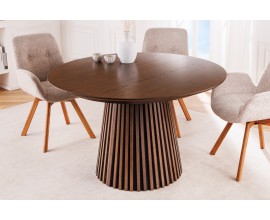 Moderný okrúhly jedálenský stôl Davidson rozkladací tmavohnedý 120-200cm