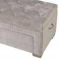 Dizajnová glamour lavica Exalte s poťahom s ozdobným chesterfield prešívaním s úložným priestorom v béžovej farbe 160 cm