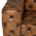 Luxusná vintage obdĺžniková chesterfield sedačka z pravej kože Snuggle v hnedej farbe s hlbokým prešívaním 245 cm