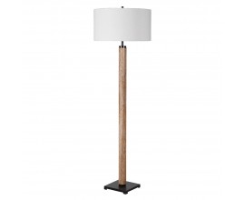 Štýlová stojaca mramorová lampa Matt v glamour štýle s valcovým bielym štruktúrovaným tienidlom 165 cm