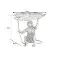 Štýlový art deco strieborný príručný stolík Monkey z kovu so zvieracími motívmi v podobe listu a opice 55 cm