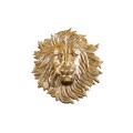 Štýlová art deco nástenná dekorácia Lion z kovu v zlatej farbe v podobe leva 34 cm