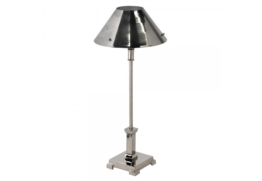 Vintage industriálna vysoká nočná lampa Uden so strieborným kužeľovým tienidlom z kovu