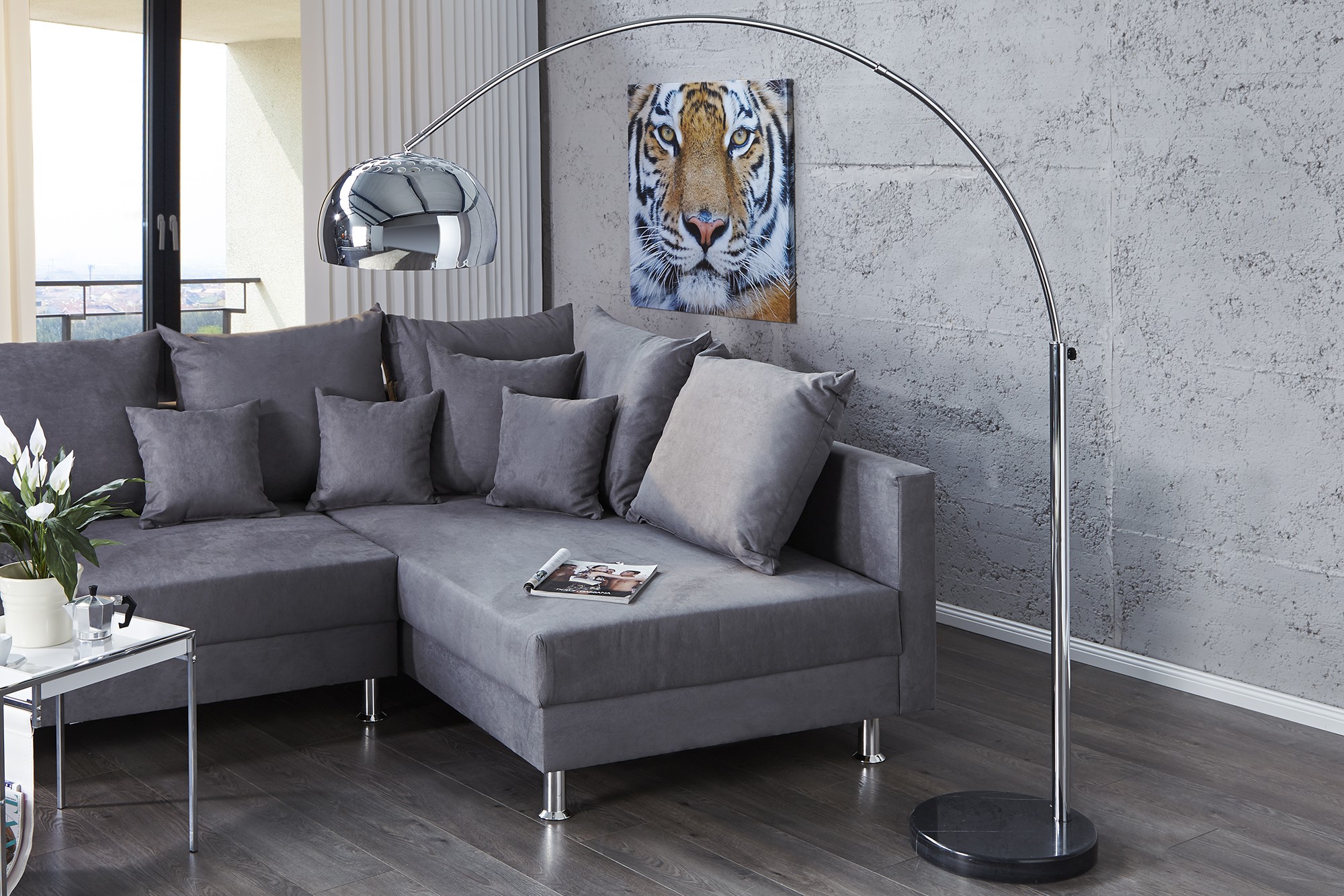 Estila Dizajnová moderná stojaca lampa Big Bow II 170-205 cm chróm