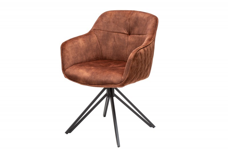 Estila Moderná hnedá otočná stolička Marmol s kovovými nohami 82cm