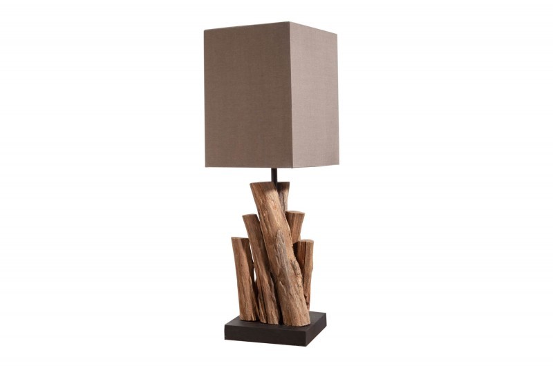 Estila Koloniálna stolná lampa Pure Nature s hnedým hranatým tienidlom 45cm