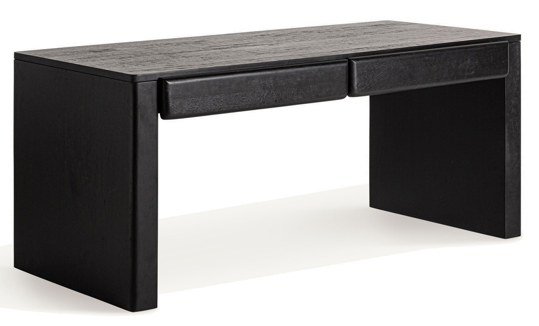 Estila Luxusný moderný čierny písací stôl Alaric s dvomi zásuvkami z masívneho mangového dreva 180 cm