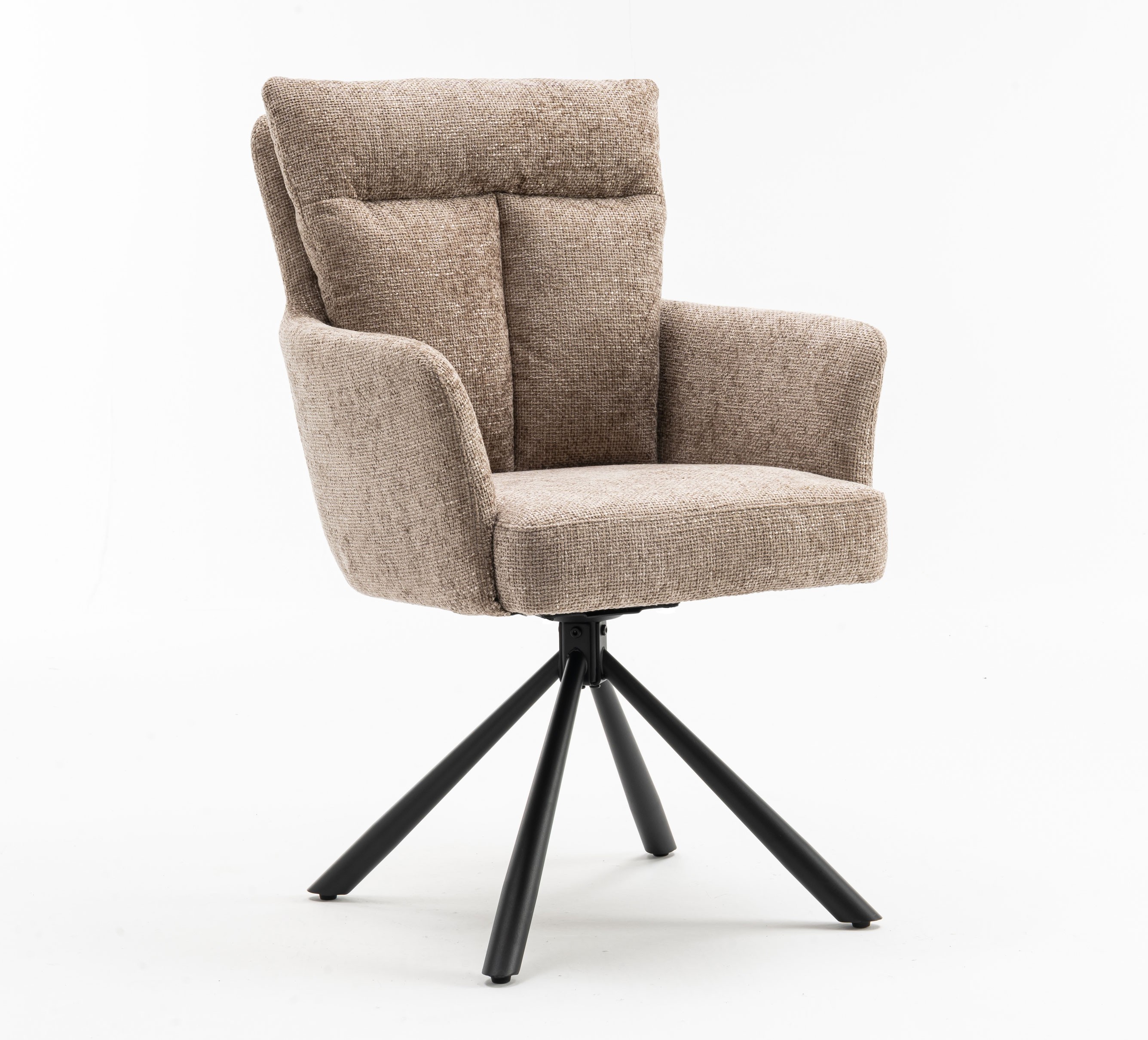 Estila Dizajnová retro otočná stolička Dover s prešívaným čalúnením v béžovo sivej farbe 92 cm