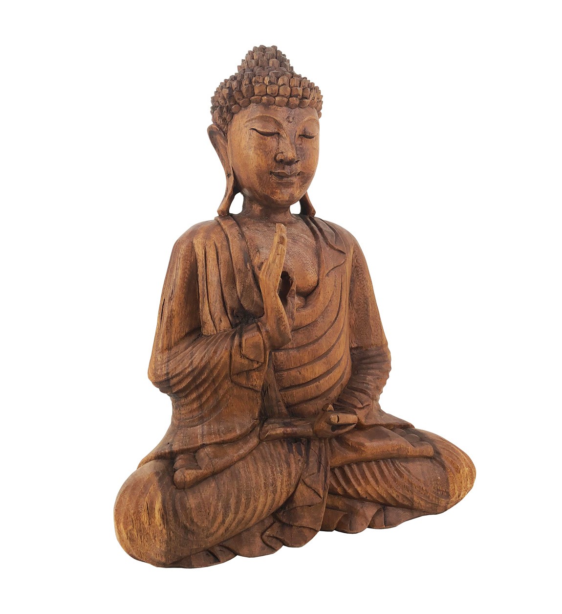Estila Štýlová etno dekorácia Budha z masívneho dreva v hnedej farbe s orientálnym nádychom 50 cm