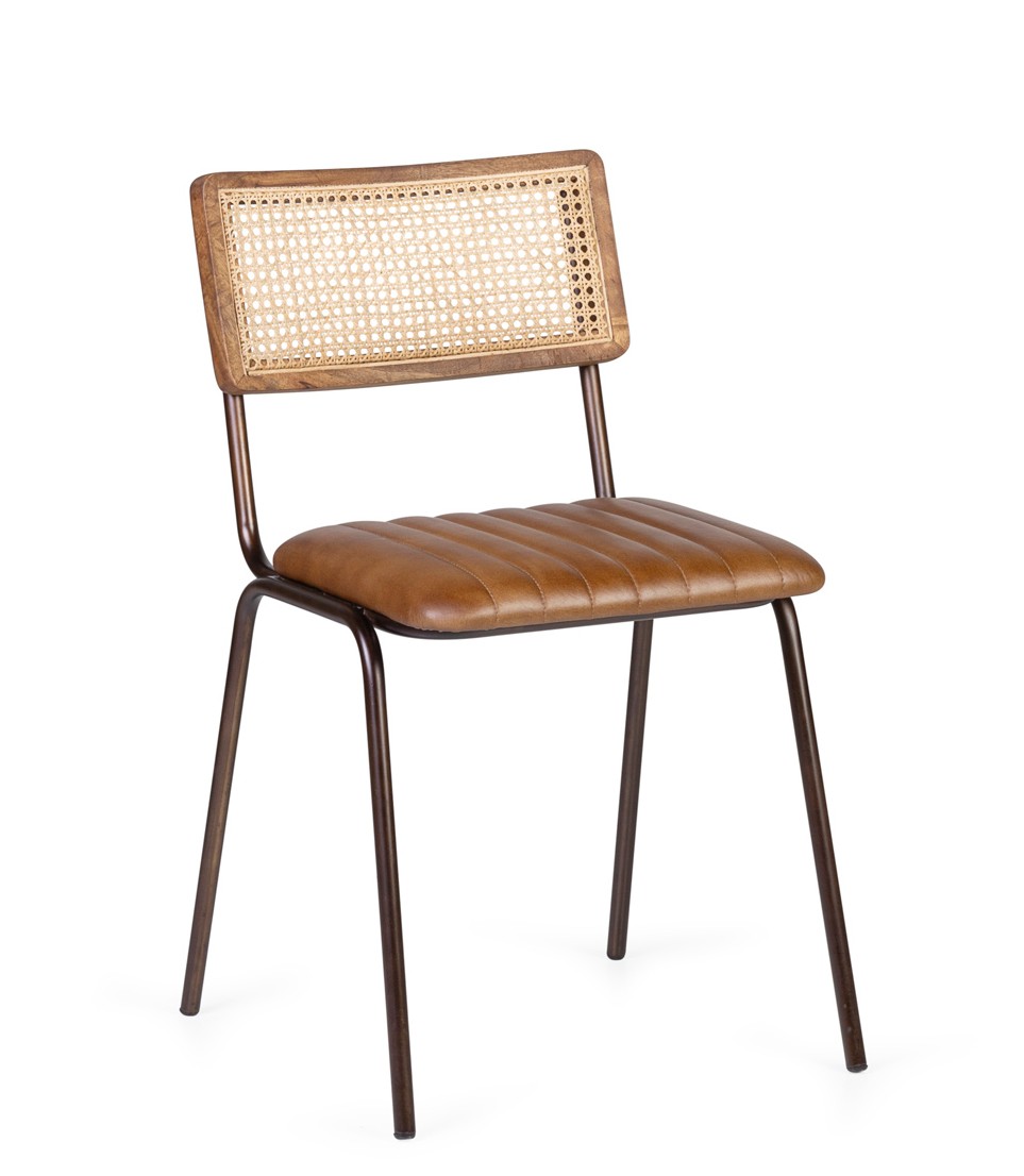 Estila Dizajnová kožená jedálenská stolička Boston v hnedej farbe v industriálnom štýle 78 cm